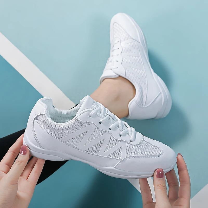 Children's Competitive Cheerleading and Dance Shoes - Women's White Jazz Aerobics Fitness Sneakers 2105