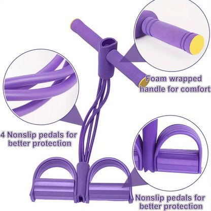 Multi-Functional Four-Tube Pedal Tensioner Yoga Elastic Band Home Fitness Equipment Abdominal Strengthening Tension Rope