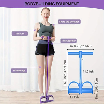Multi-Functional Four-Tube Pedal Tensioner Yoga Elastic Band Home Fitness Equipment Abdominal Strengthening Tension Rope