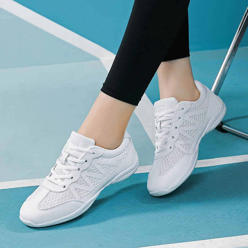 Children's Competitive Cheerleading and Dance Shoes - Women's White Jazz Aerobics Fitness Sneakers 2105