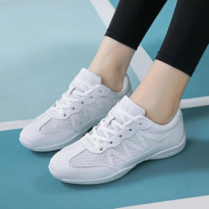 Children's Competitive Cheerleading and Dance Shoes - Women's White Jazz Aerobics Fitness Sneakers 2105